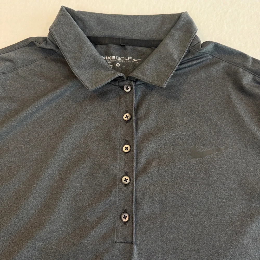 Nike Golf Polo Shirt Women XL Charcoal Gray Dri-FIT Short Sleeve Athletic‎ Top